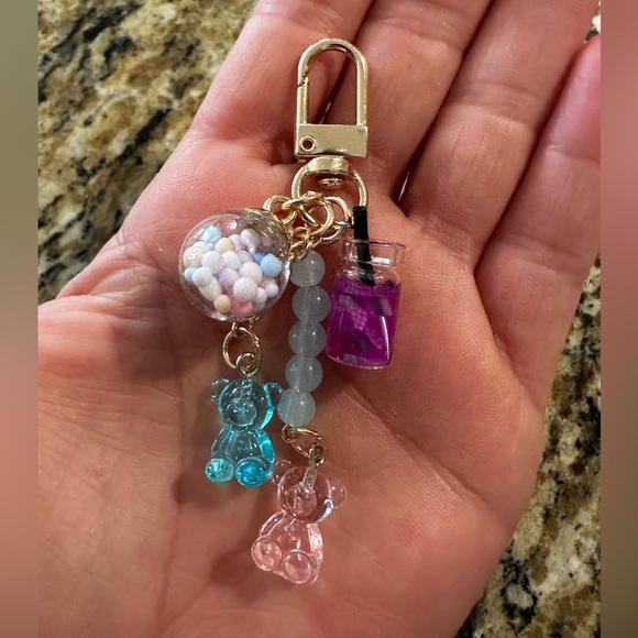 Accessories - Colorful Charm Keychain with Bear and Bottle